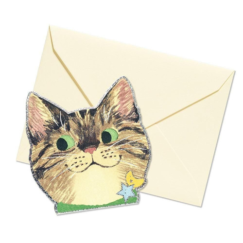 G.C.PRESS ダイカットミニカード多目的 猫顔 011-78 キジトラ