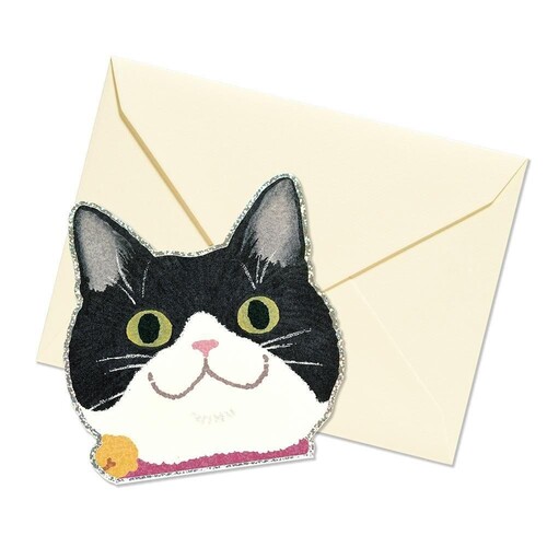 G.C.PRESS ダイカットミニカード多目的 猫顔 011-80 はちわれ