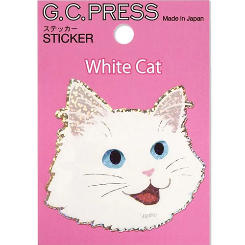 G.C.PRESS ステッカー 523－08 猫顔 白ネコ｜【ハンズネットストア】
