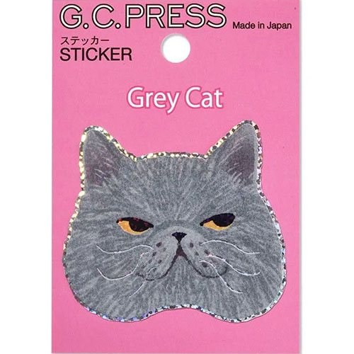 G.C.PRESS ステッカー 523－10 猫顔 グレー｜【ハンズネットストア】