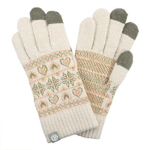 瀬戸内ニット 男女兼用 ニット スマートフォン対応 ハート幾何柄 6871