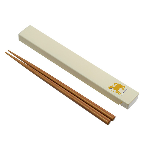 サブヒロモリ きちじつ ボックス入り箸＆箸ケース アイボリー 柴犬
