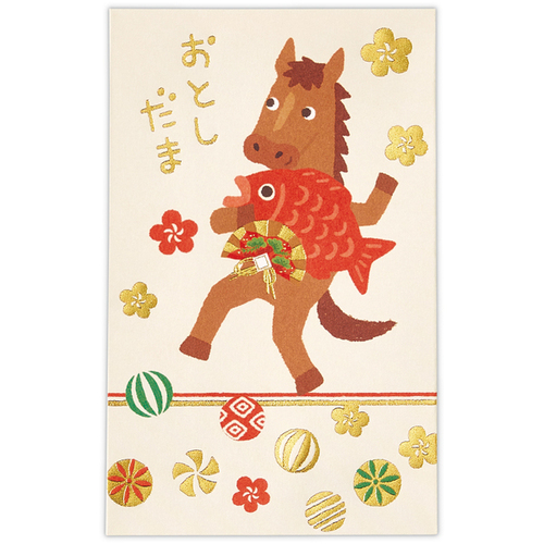 お年玉袋  x10 日本ホールマーク 年賀ポチ袋・お年玉袋 847692 箔 鯛とうま 1柄3枚