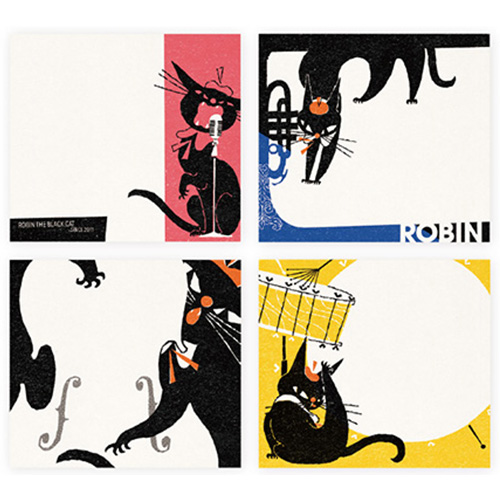表現社 ブロックメモ 黒ねこ意匠 21-384 ROBIN THE BLACK CAT