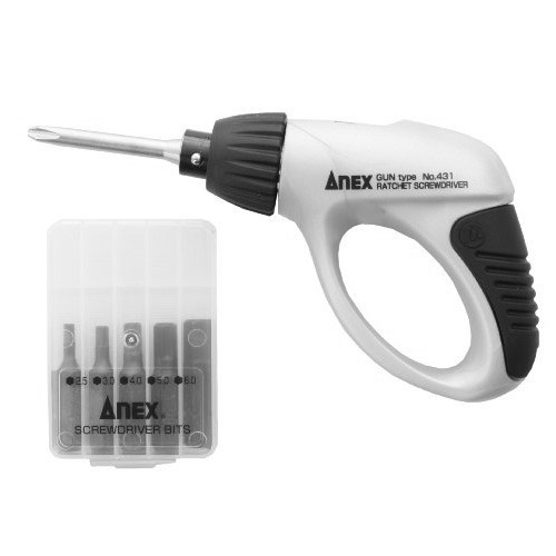 【クリックで詳細表示】ANEX ガンドラ ネジピタラチェットドライバー No.431-S