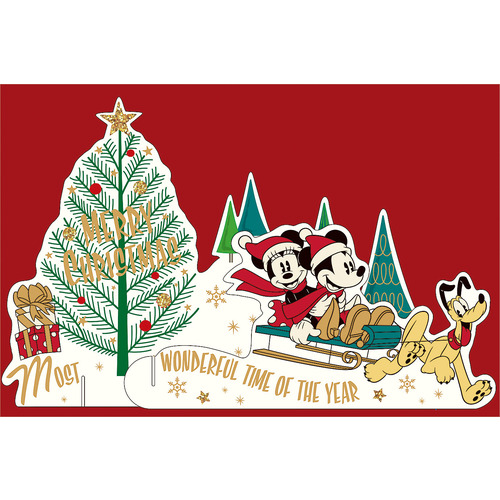 ミッキー＆ミニー クリスマス 押し絵 ミッキーとミニーマウスのクリスマスデザイン、ミッキーマウスのPNG