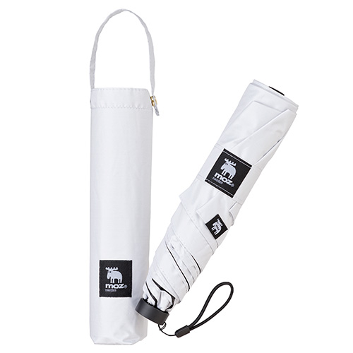 モズ（moz）×ハンズ 一級遮光 折りたたみ日傘 55cm ワッペンホワイト