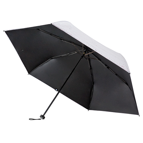 モズ（moz）×ハンズ 一級遮光 折りたたみ日傘 55cm ボーダーアイボリー