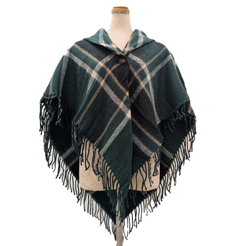 ジェンヌ　グリーンネイビーチェックポンチョ M デニムライクチェック柄ポンチョ | GIANNI LO GIUDICE(Women/小さい