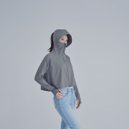 コジット　サンブロックラボ爽壁　フェイスUVパーカー　チャコールグレー