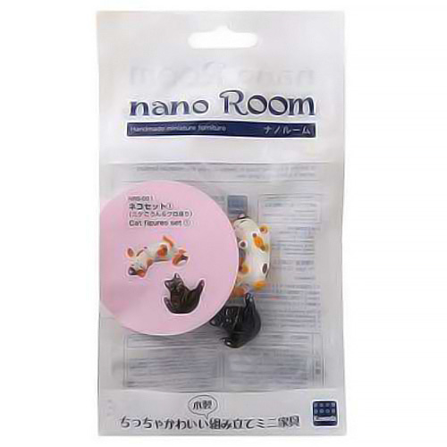カワダ nanoRoon ナノルーム NRS001 ネコセット1 ミケごろん&クロ座り