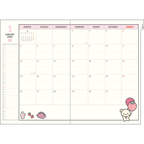 手帳 2025年10月始まり】 サンエックス（San-X） 糸とじ手帳