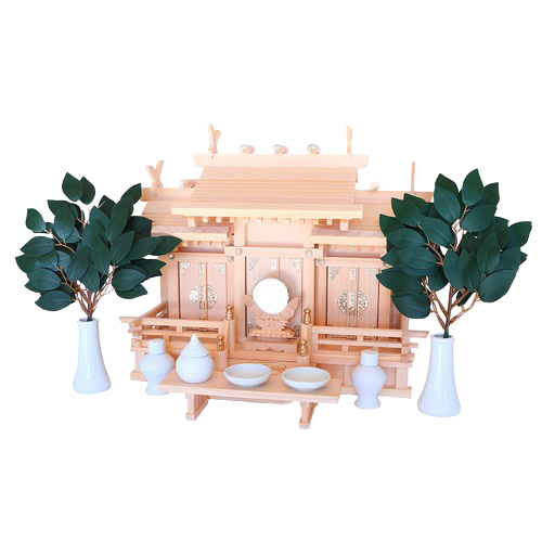 神棚の里 屋根違い三社 本金具 神棚セット ナチュラル