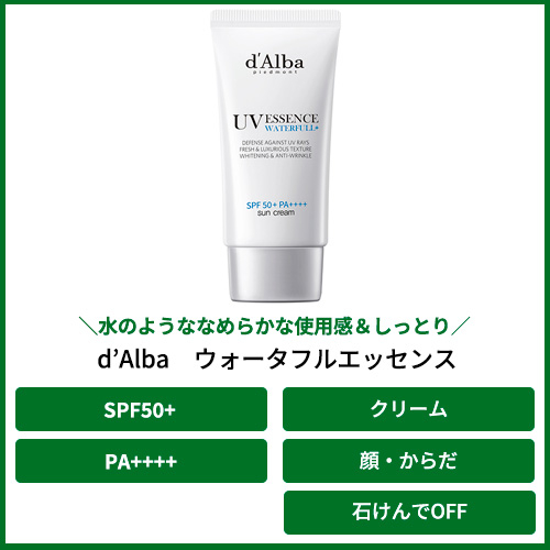 ダルバ（d'Alba） ウォータフルエッセンス サンクリーム 50mL