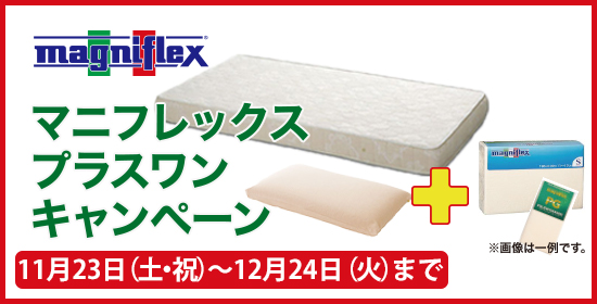 マニフレックスプラスワンキャンペーン(2019年12月24日(火)まで)