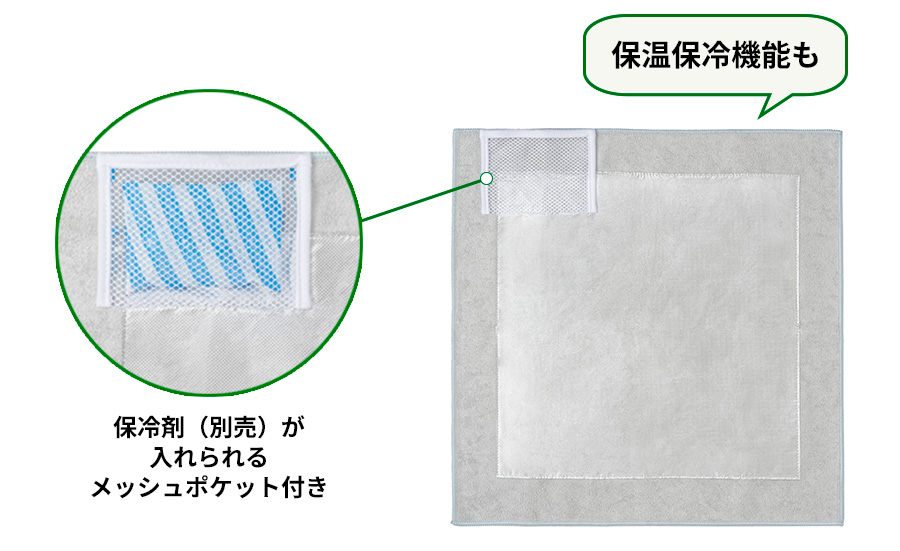ピタッとくっつく保冷クロス