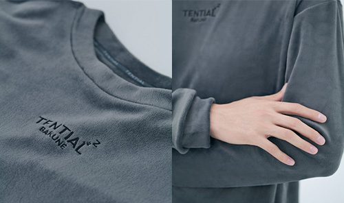 テンシャル（TENTIAL） BAKUNE ベロア 長袖クルーネックシャツ